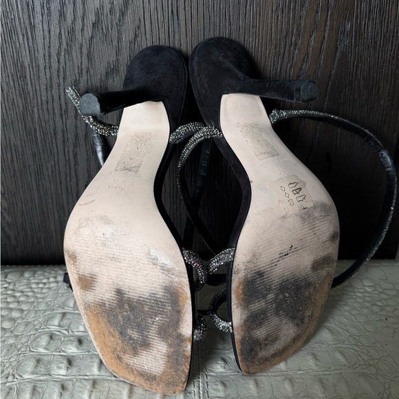 AQUA Black Suede Rhinestone Wrap Heels Size 9.5B – Bloomingdale’s Exclusive - Picture 6 of 9